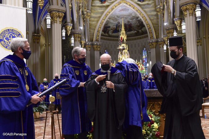 Επίτιμος Διδάκτορας του Πανεπιστημίου Notre Dame ο Οικουμενικός Πατριάρχης