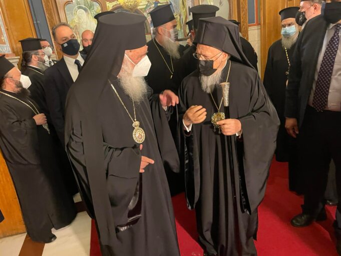 Επίσκεψη του Οικουμενικού Πατριάρχη Βαρθολομαίου στον Αρχιεπίσκοπο Ιερώνυμο