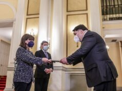 U.S. Ambassador to Greece Tsunis presented his credentials to President Sakellaropoulou