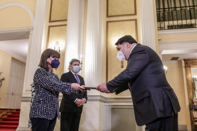 U.S. Ambassador to Greece Tsunis presented his credentials to President Sakellaropoulou
