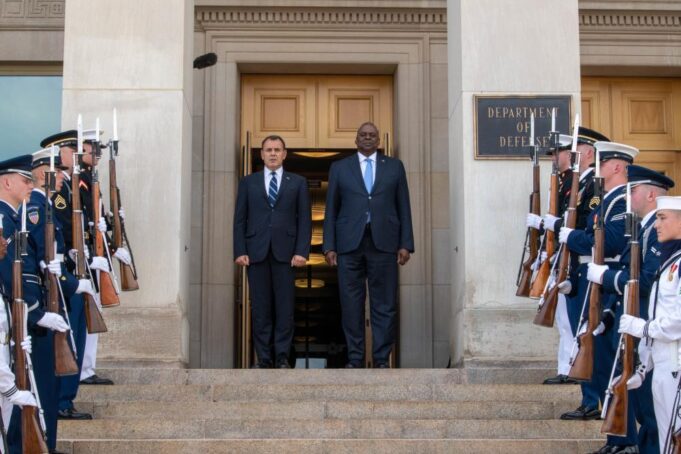 U.S. Defense Sec. Lloyd J. Austin Welcomed Greek Minister of Defense Nikos Panagiotopoulos