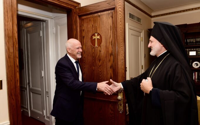 Archbishop Elpidophoros Meets with Former Prime Minister George Papandreou