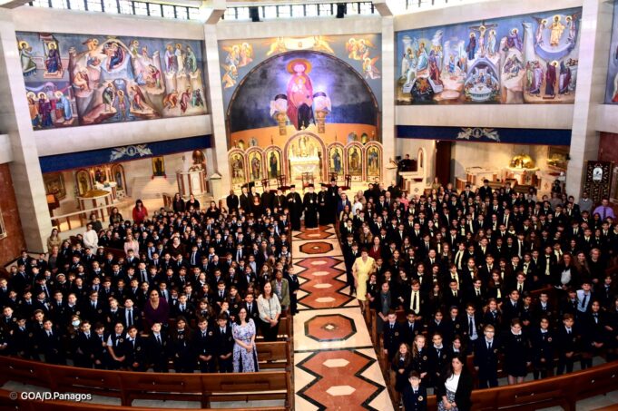 St. Nicholas Students Welcome Patriarch Theodoros II to Flushing Parish and School