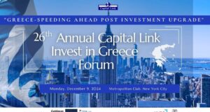 The 26th Annual Capital Link Invest in Greece Forum, Dec. 9