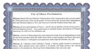 City of Ithaca Issues Proclamation for Greek Independence Day