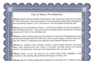 City of Ithaca Issues Proclamation for Greek Independence Day