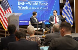 Pierrakakis participates in FP Solutions Summit and IMF-World Bank Week at the Atlantic Council