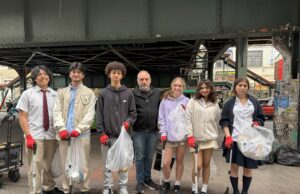 Joanna Apostolopoulos and her St. John’s Prep Classmates Step Up for Astoria Clean-Up, Tackling Litter Along 31st Street