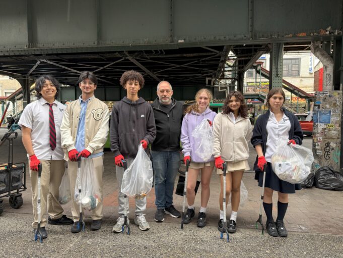 Joanna Apostolopoulos and her St. John’s Prep Classmates Step Up for Astoria Clean-Up, Tackling Litter Along 31st Street