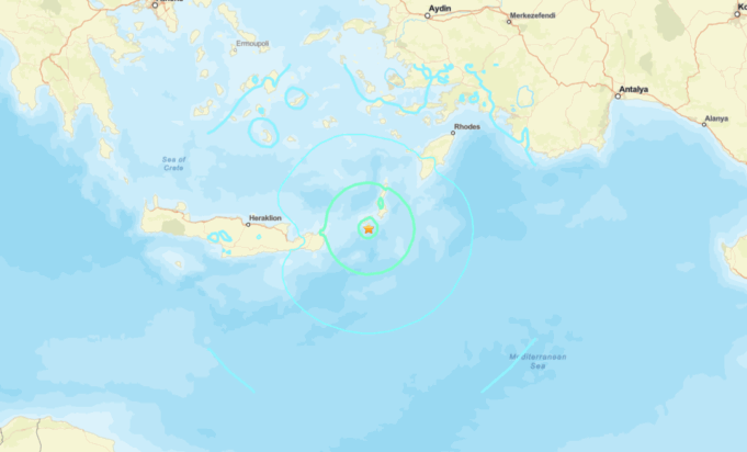 Σεισμική δόνηση 6 R στο θαλάσσιο χώρο μεταξύ Κάσου και Κρήτης
