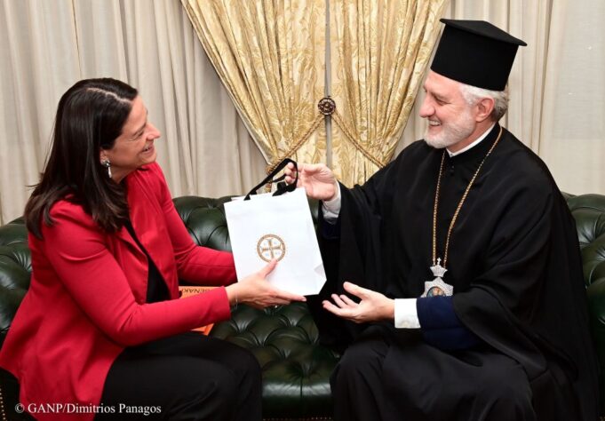 Archbishop Elpidophoros meets Labour Min Kerameus