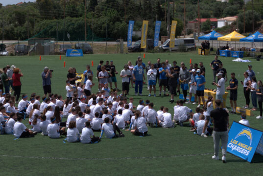 LA Chargers Host Messinia’s First NFL Flag Football Camp for Hundreds of Kids