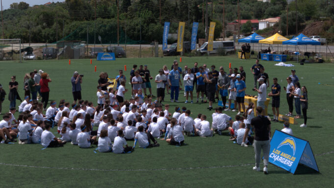 LA Chargers Host Messinia’s First NFL Flag Football Camp for Hundreds of Kids