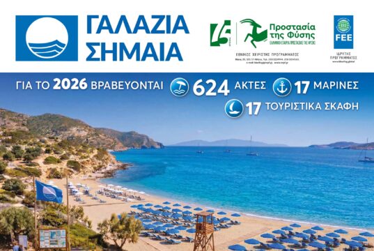 Στη 2η θέση παγκοσμίως η Ελλάδα σε Γαλάζιες Σημαίες