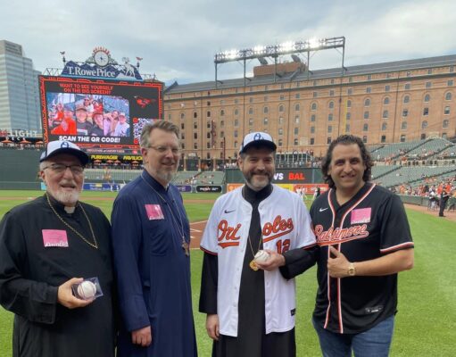 Metropolitan Apostolos Throws the First Pitch at Oriole Park