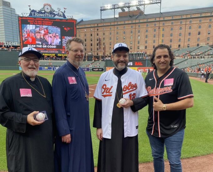 Metropolitan Apostolos Throws the First Pitch at Oriole Park