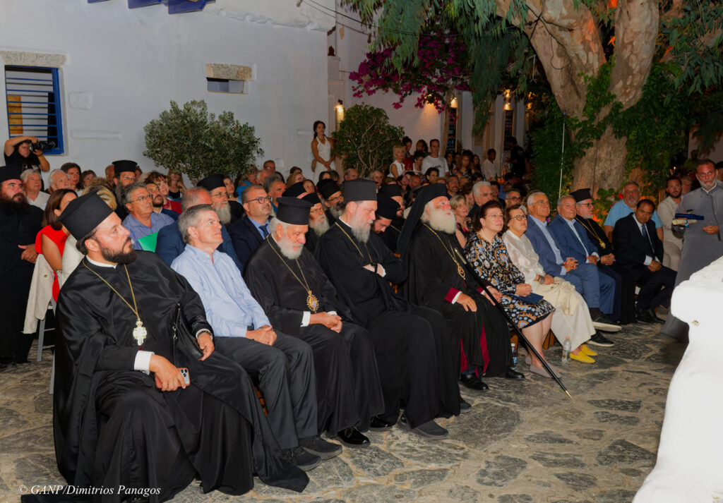 Amorgos, July 19th, 2026 His Beatitude Pope and Patriarch of Alexandria and All Africa THEODOROS II arrived in Amorgos Island to Honor Fr. Thomas Synodinos for his 40 years serving the church. Many Dignitaries were present to Honor Fr. Thomas in the square of Choria Amorgos. Nikos Gavalas and his family were very proud of their own Fr. Thomas. Minister of Culture Lina Mendoni, minister Kikilias, Metropolitans from Siros, Nea Ionia, and Thyra all Congratulated Fr. Synodinos for his accomplishments.