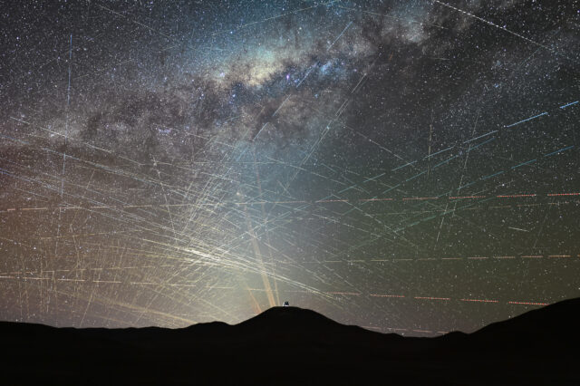 One hour of satellites over the northern Atacama Desert in Chile