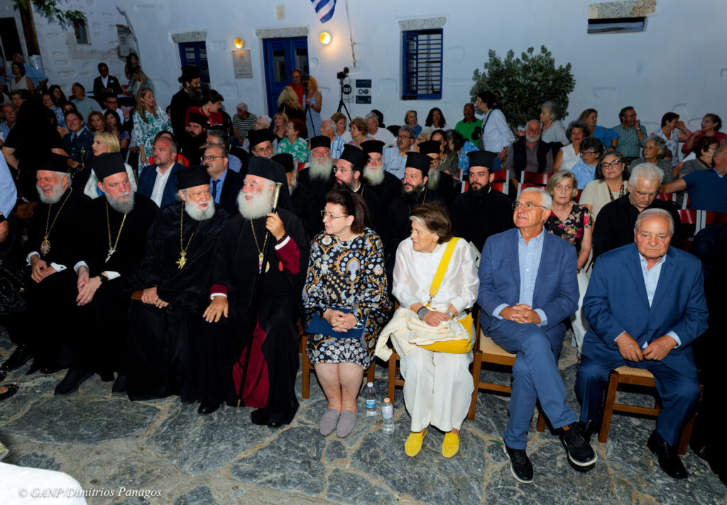 Amorgos, July 19th, 2026 His Beatitude Pope and Patriarch of Alexandria and All Africa THEODOROS II arrived in Amorgos Island to Honor Fr. Thomas Synodinos for his 40 years serving the church. Many Dignitaries were present to Honor Fr. Thomas in the square of Choria Amorgos. Nikos Gavalas and his family were very proud of their own Fr. Thomas. Minister of Culture Lina Mendoni, minister Kikilias, Metropolitans from Siros, Nea Ionia, and Thyra all Congratulated Fr. Synodinos for his accomplishments.