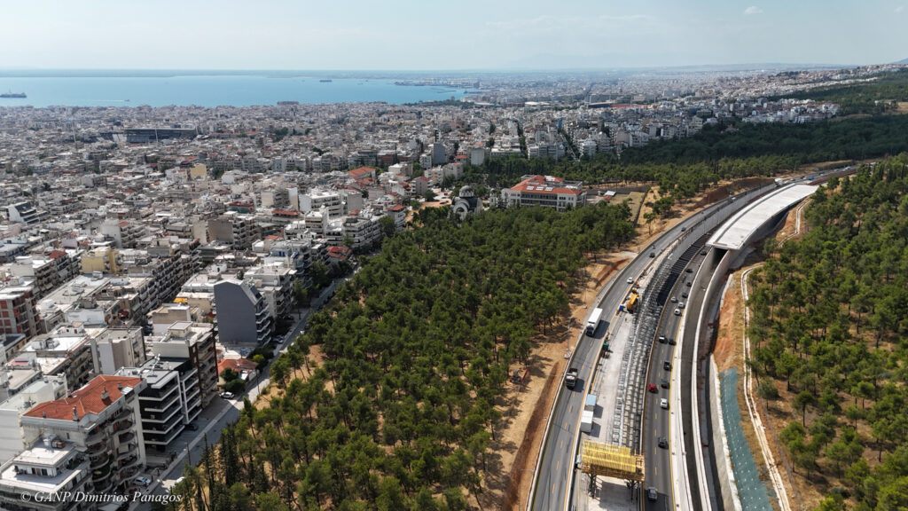 Thessaloniki, Greece Construction of the fly over, major project to ease the traffic. The Ring road is getting a new look with a major highway in construction.