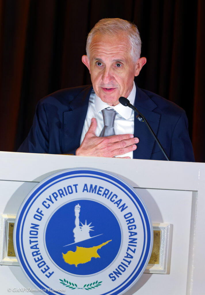 H.E. Archbishop Elpidophoros attended the Annual Dinner Hosted by The Federation of Cypriot American Organizations at Terrace on The Park in Queens, NY on Friday September 25th, 2026. President of The Republic of Cyprus Nikos Christodoulidis thanked the Omogenia for their support on the Cyprus Problem, updated about his visit at The United Nations and along with Archbishop Elpidophoros, FCAO President Kyriacos Papastylianou Honored Stavros Kamilaris and Despina Axiotakis with the Community Service Award and John Josephakis, Global V.P. of NVIDIA with the Lifetime Achievement Award.