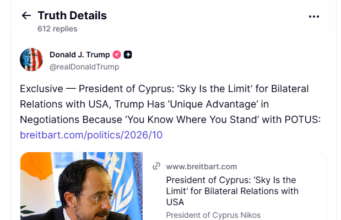 Αναδημοσίευσε συνέντευξη του Χριστοδουλίδη στο Breitbart News ο Τραμπ